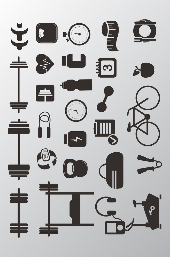 剪影健身器材圖標(biāo)AI矢量設(shè)計(jì)指南